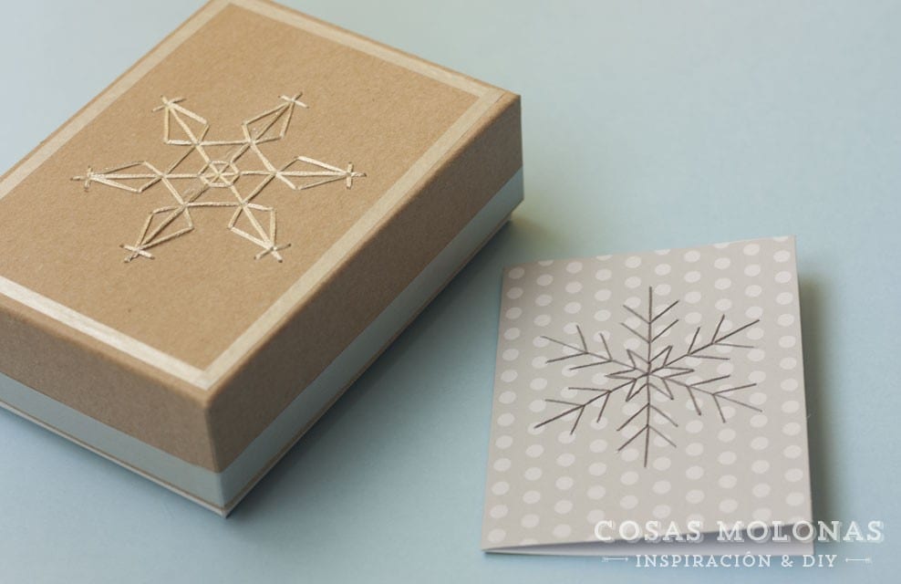 Imprimible gratis: Plantilla para bordar copos de nieve en tarjetas + DIY