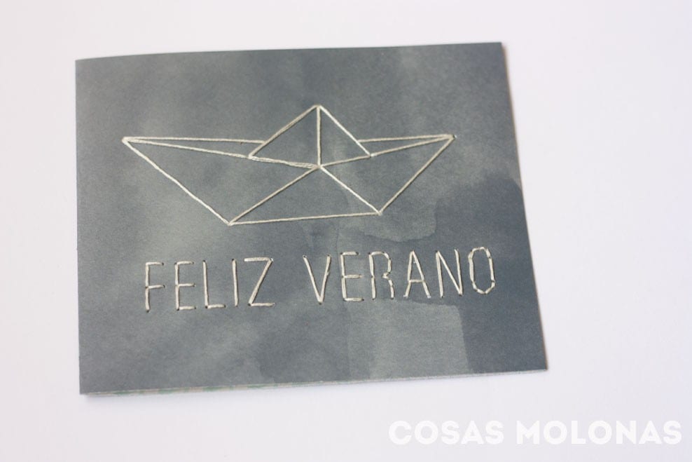 Imprimible gratis: Plantilla "Feliz Verano" para bordar en tarjetas